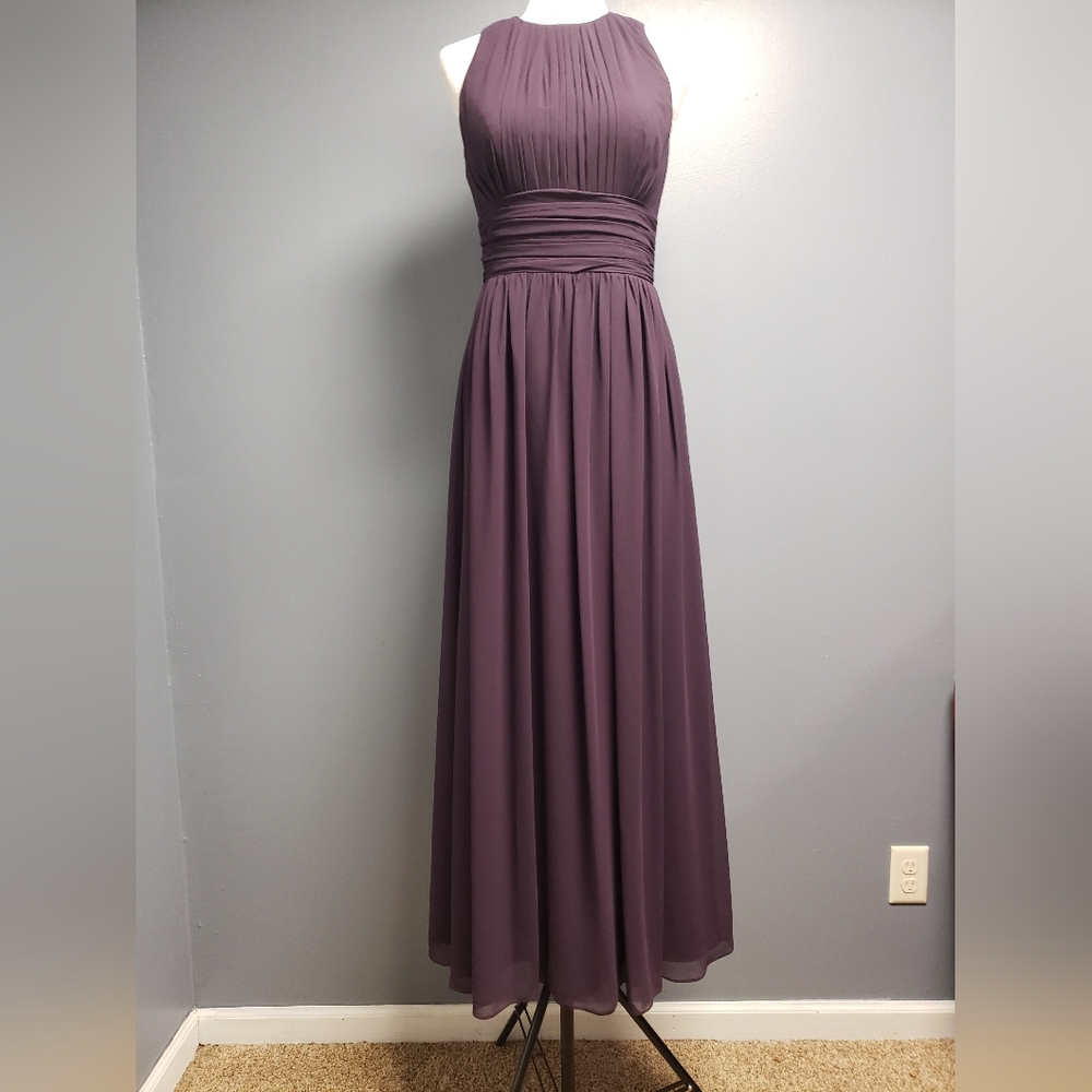 Bill Levkoff - Bridesmaid Plum Long Sleeveless Chiffon Dress style 974 size 6